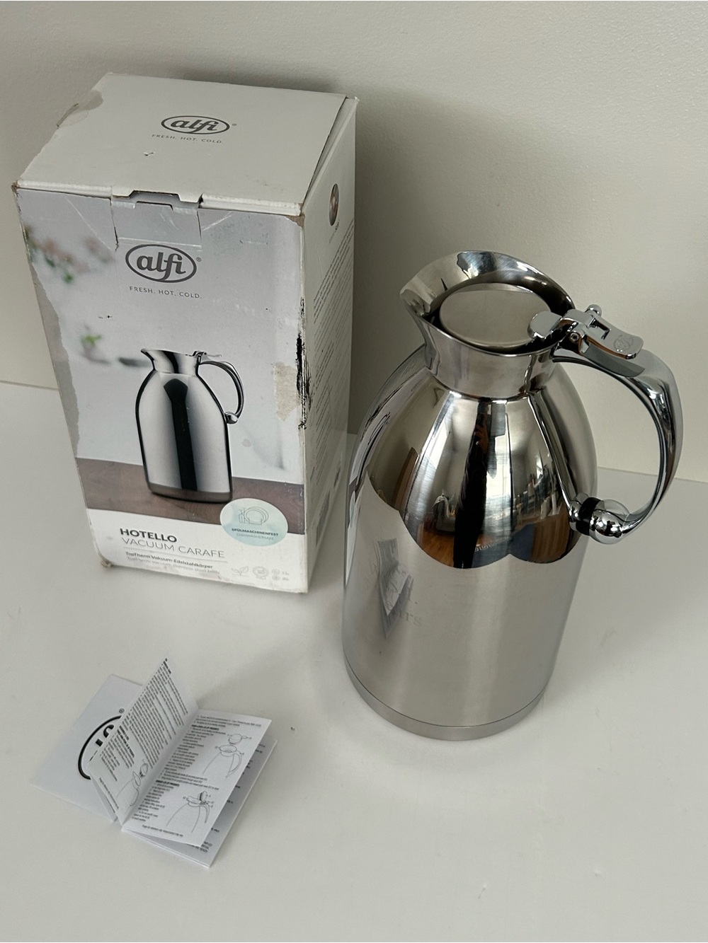 Alfi Hotello Stainless Steel Vacuum Insulated Thermos Carafe 1.5 L Hot & Cold